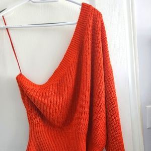 Knit one shoulder crop sweater